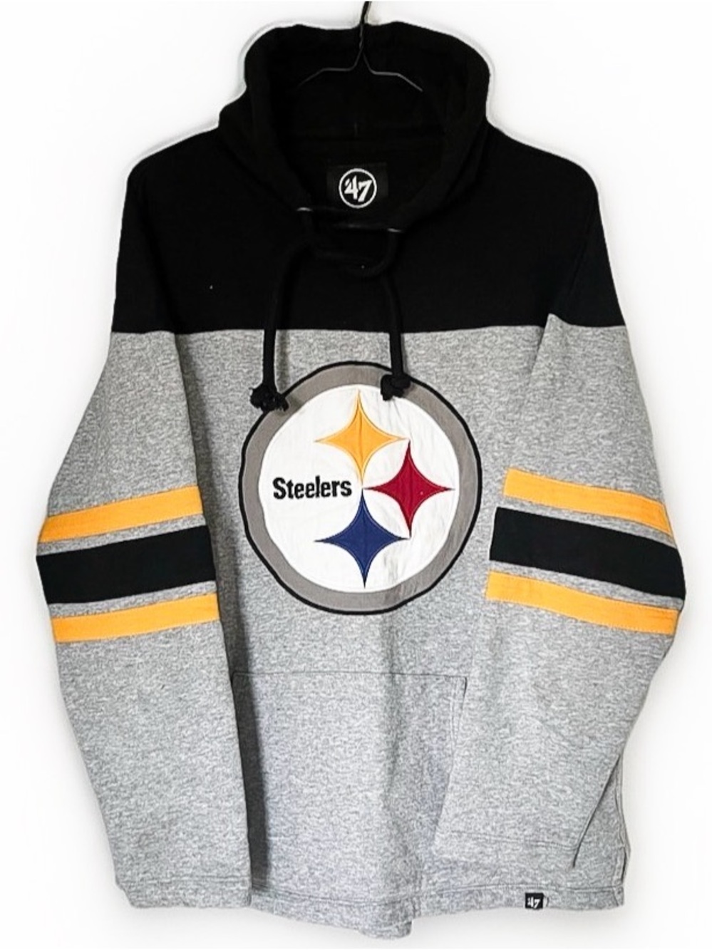 47 Brand Men's Pittsburgh Steelers Gray & Black Pullover Hoodie Small